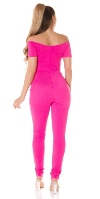 Sexy must-have jumpsuit met carmen halslijn roze